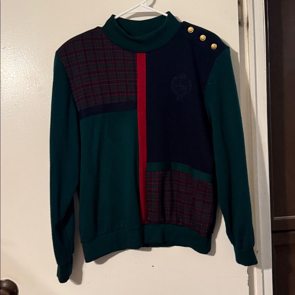 Alfred Dunner Green and Red Plaid Sweater